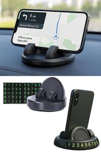 360° Dönebilen Yapışkanlı Numaratörlü Araç Telefon Tutucu